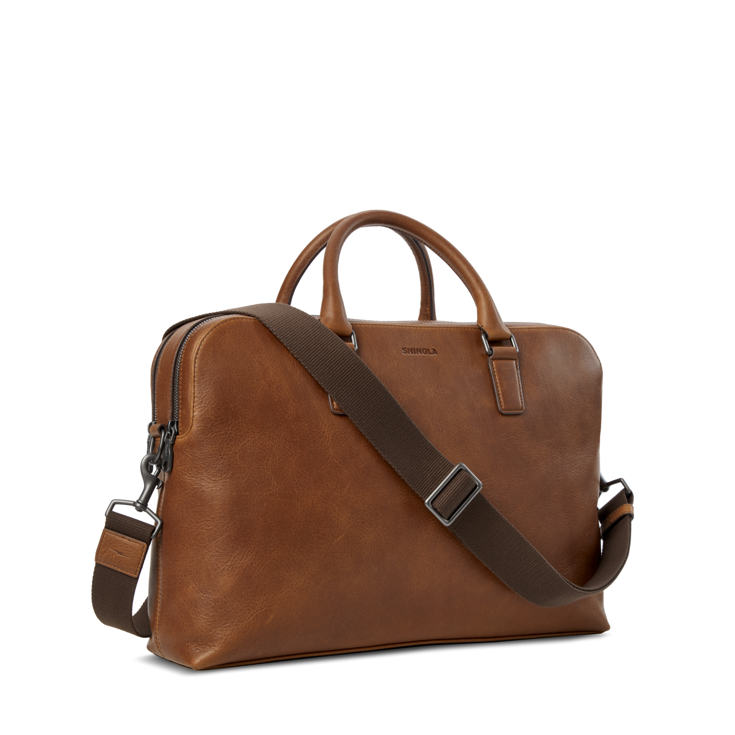 Double Zip Briefcase - Medium Brown