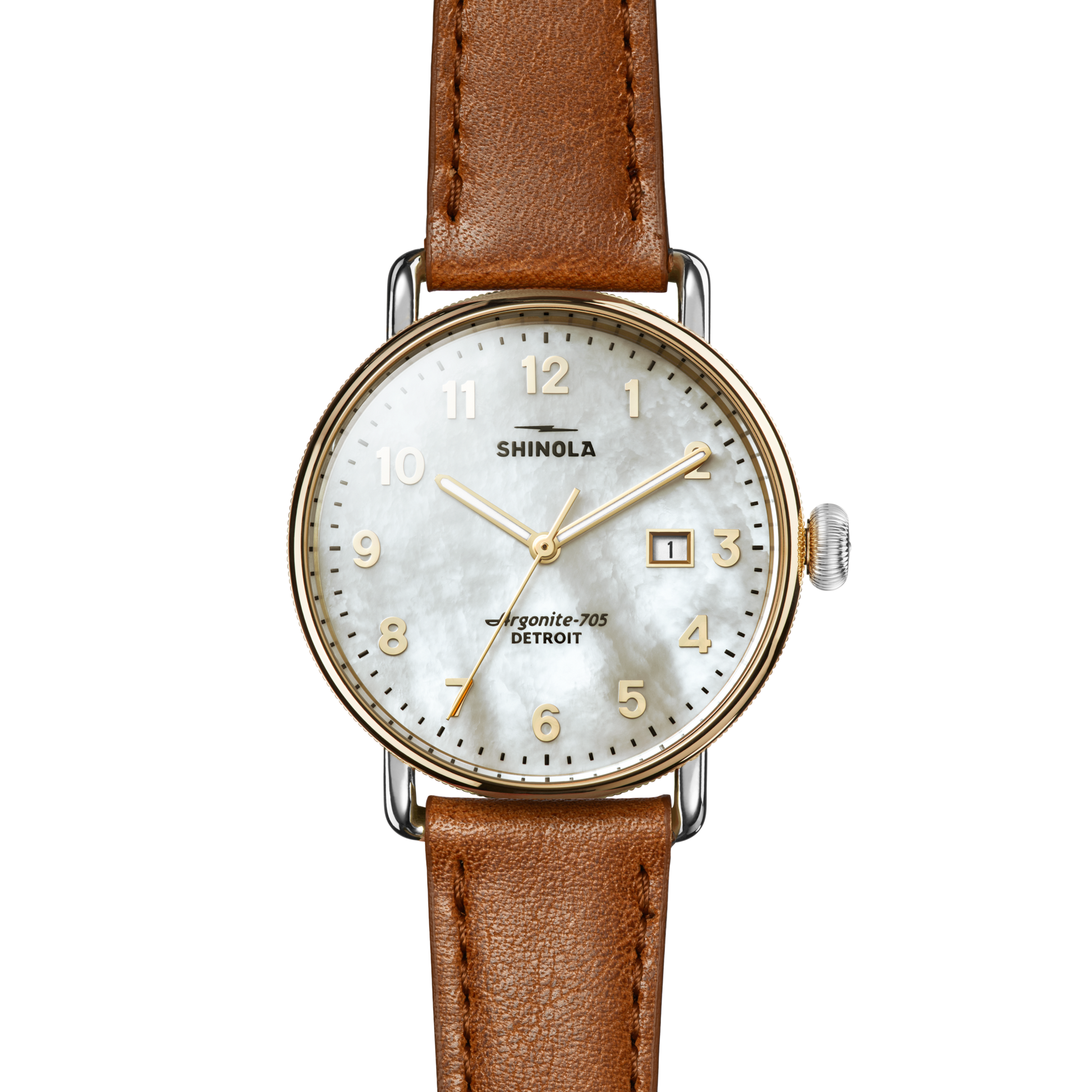 Canfield Watch 38mm -  MOP Tan Leather Strap