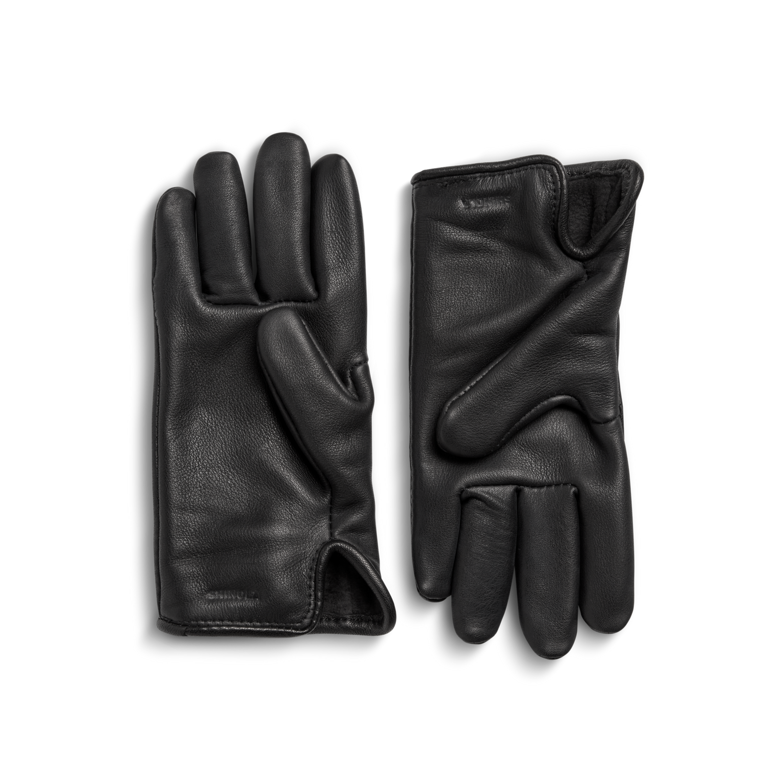 Lined Leather Gloves - Black