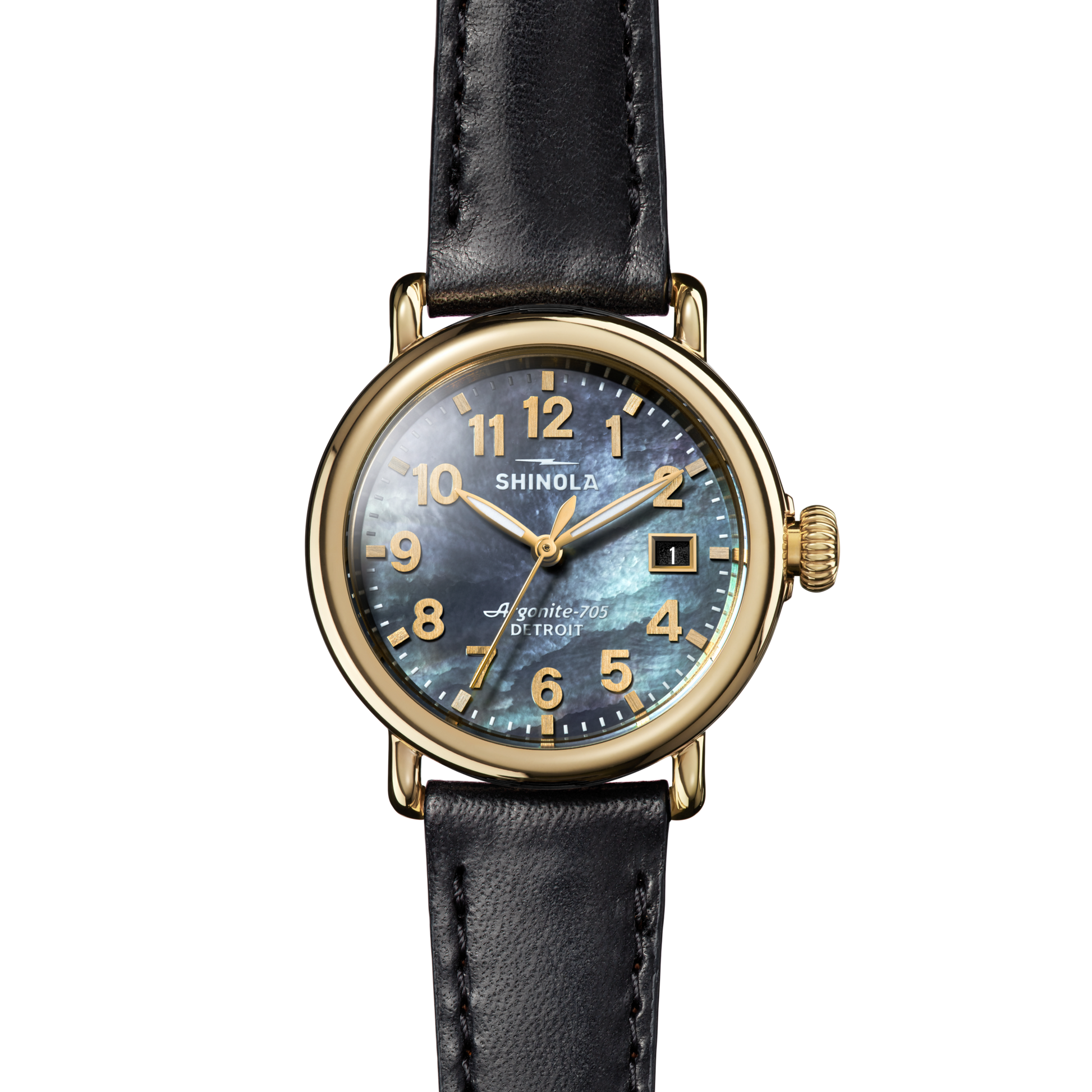 Runwell Watch - MOP Black Leather Strap