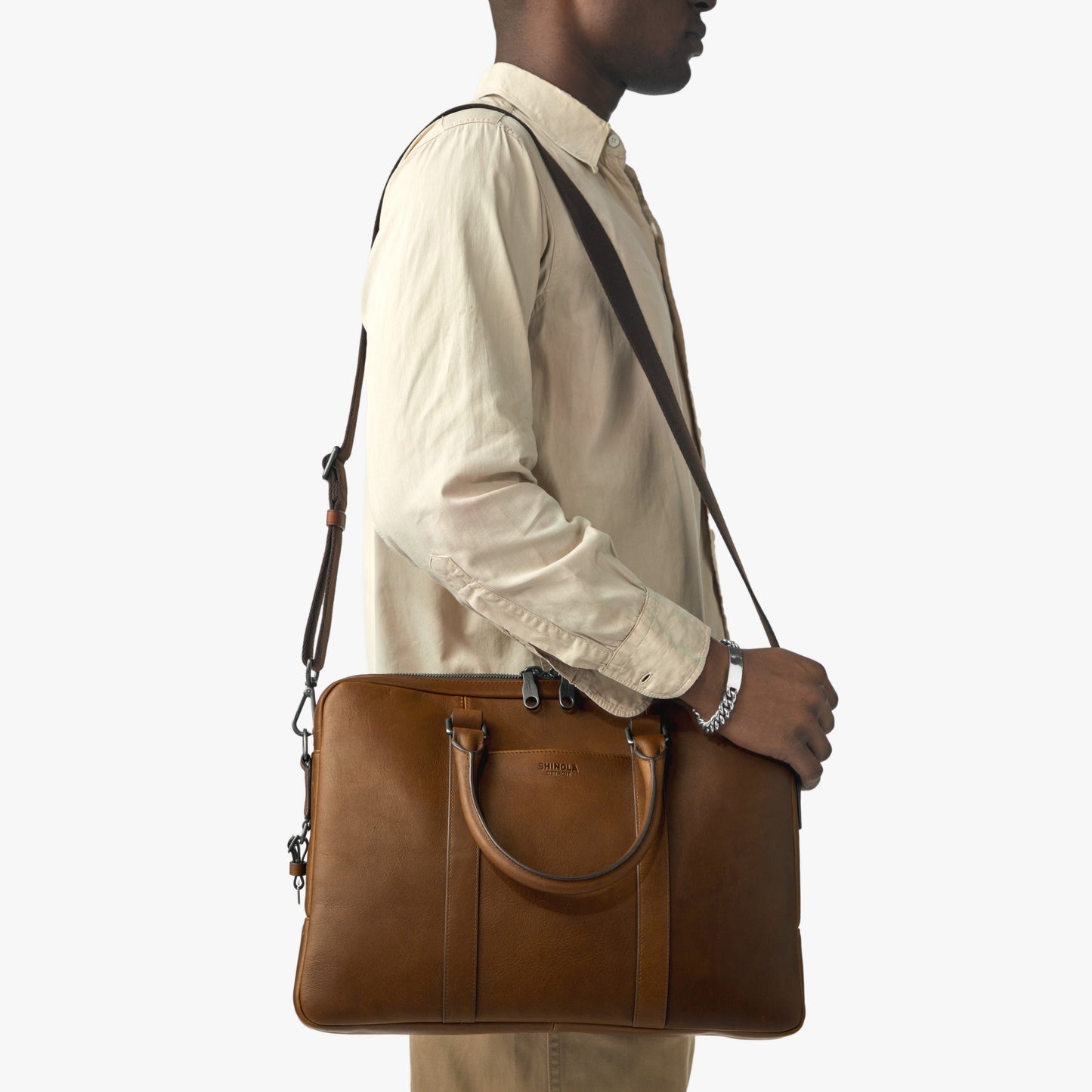 Computer Briefcase - Medium Brown