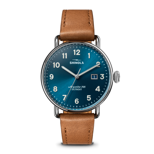 Canfield Watch 38mm - Blue Tan Leather Strap