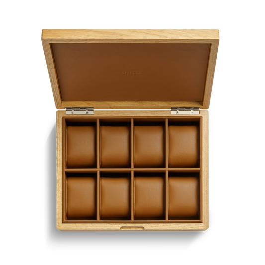 8 Slot Watch Box - Oak / Tan
