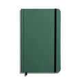 The Shinola Medium Hard Ruled Journal - Fern is a green linen, smyth-sewn notebook with a black elastic band and ribbon bookmark, shown from above on a white background.