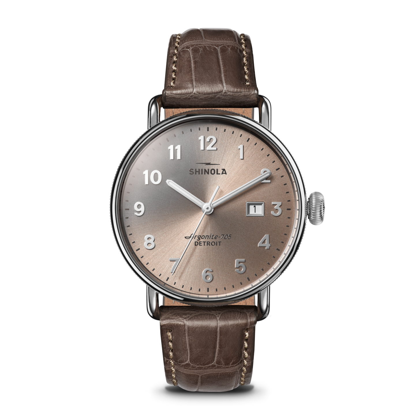 Canfield Watch 38mm - Gray Brown Alligator Strap