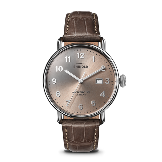 Canfield Watch 38mm - Gray Brown Alligator Strap