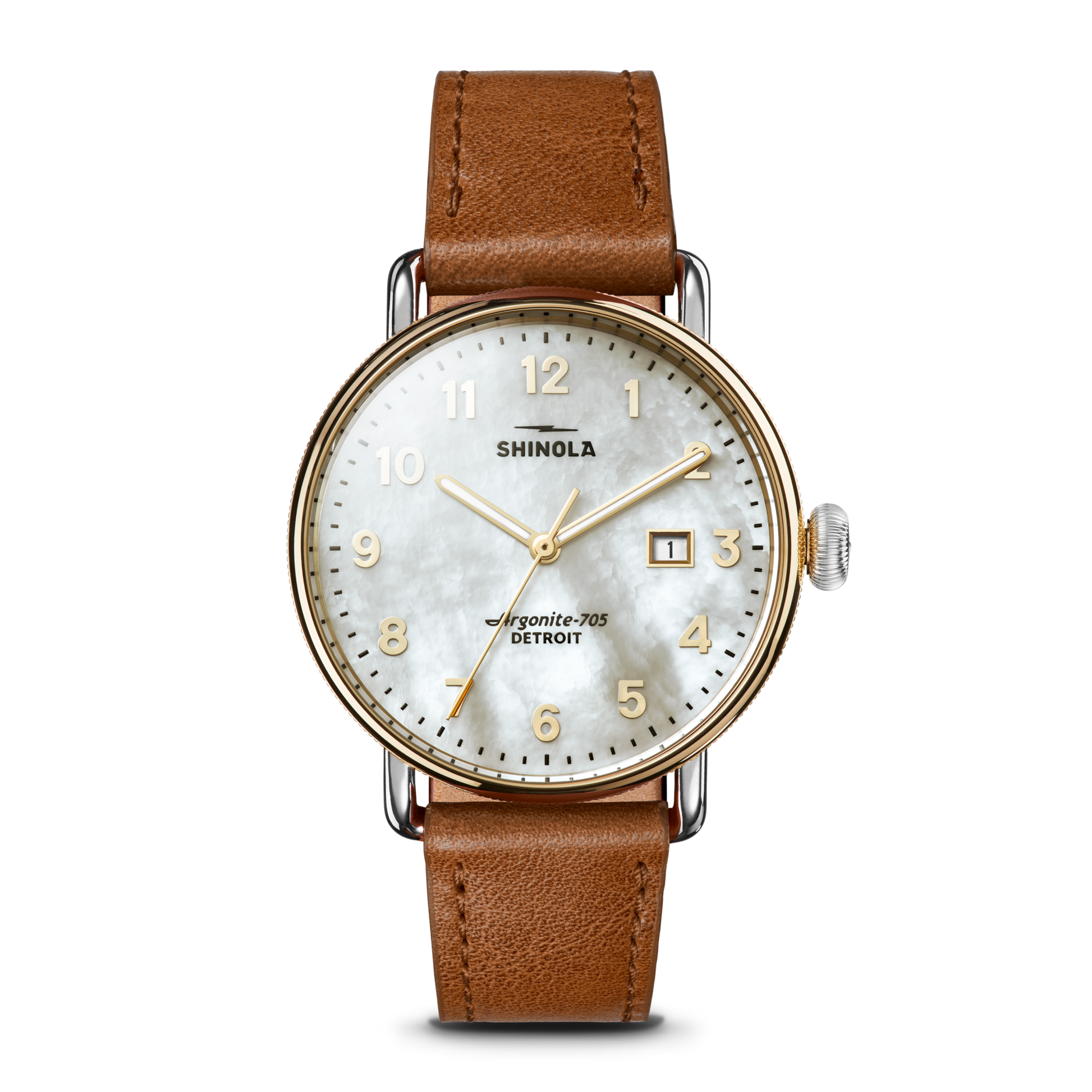 Canfield Watch 38mm -  MOP Tan Leather Strap