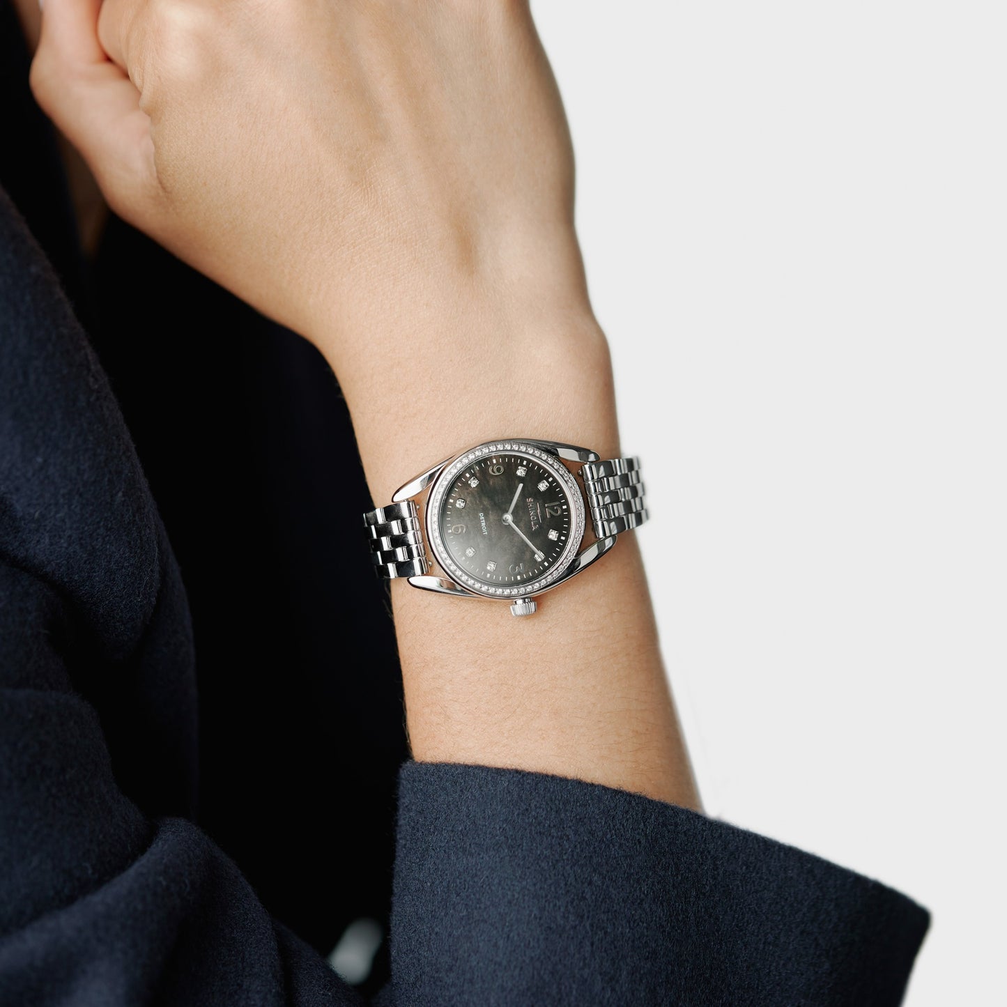 Diamond Derby Watch - Black Mother of Pearl