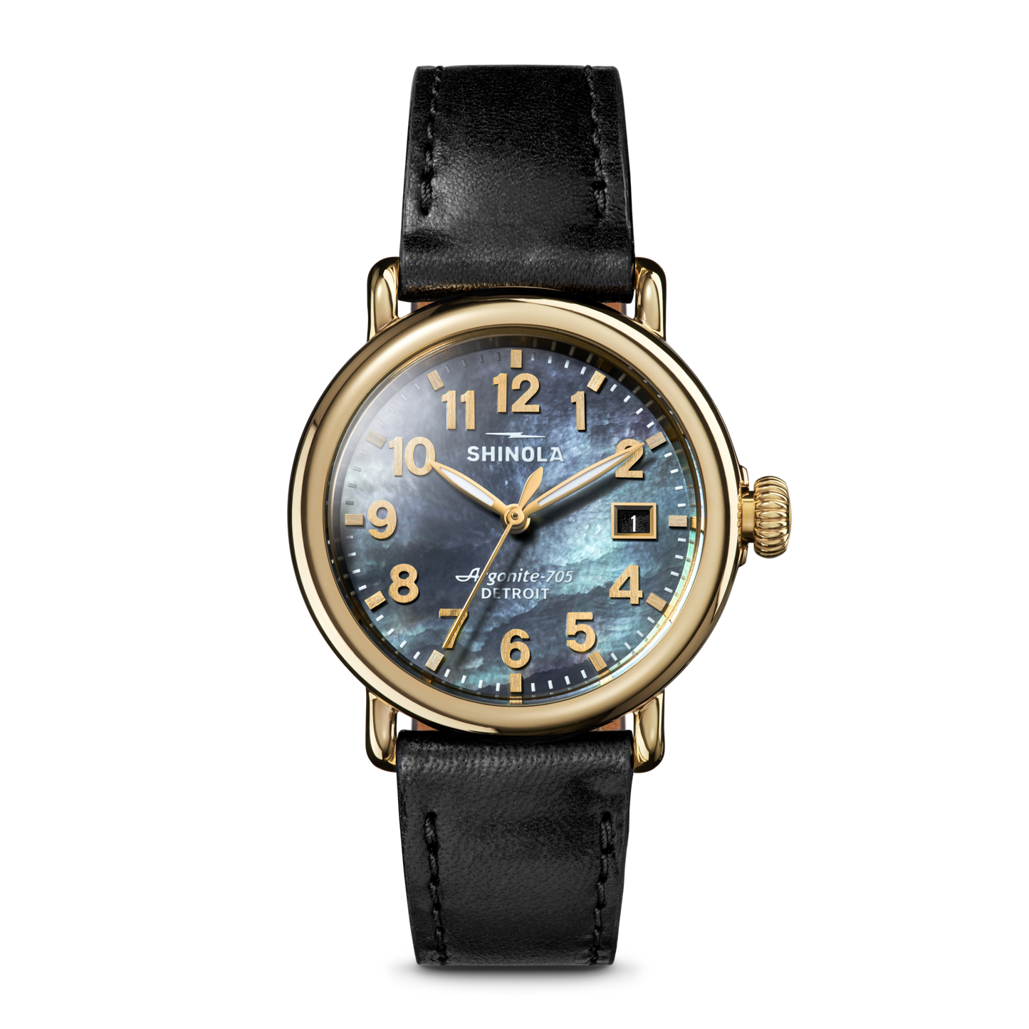 Runwell Watch - MOP Black Leather Strap
