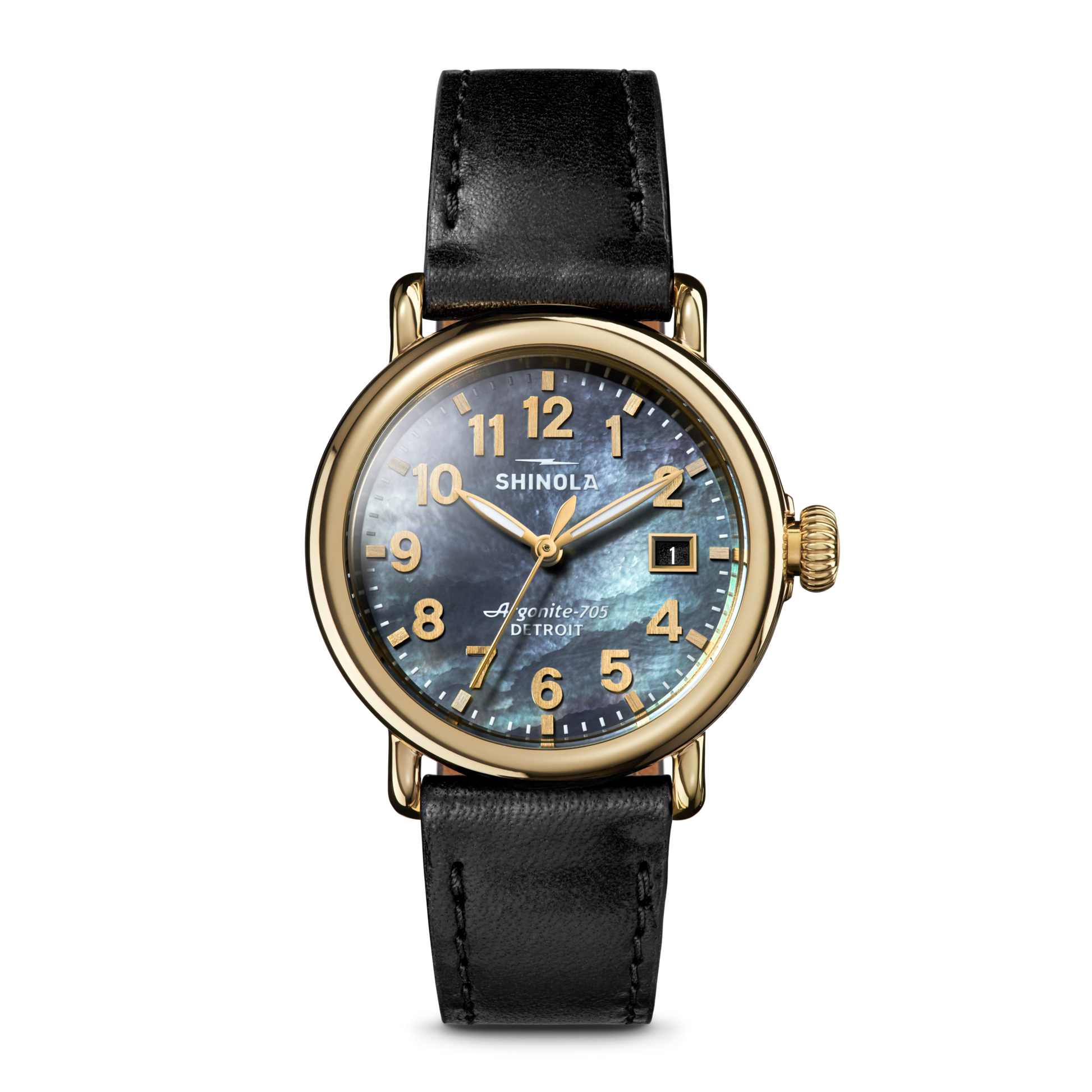 Runwell Watch - MOP Black Leather Strap