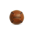 A brown premium leather baseball with visible stitching and "Shinola" embossed, the Leather Baseball - Bourbon / Navy exemplifies Shinola’s expert craftsmanship, set against a clean white background.