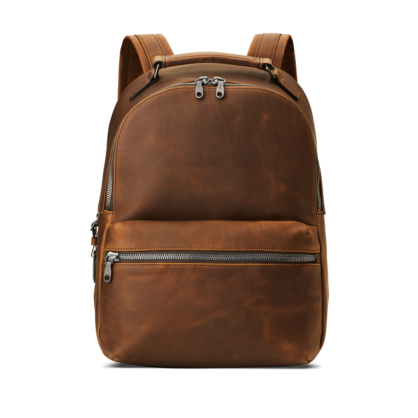Runwell Backpack - Medium Brown crafted from smooth leather with silver-tone zippers and adjustable padded straps by Shinola Detroit