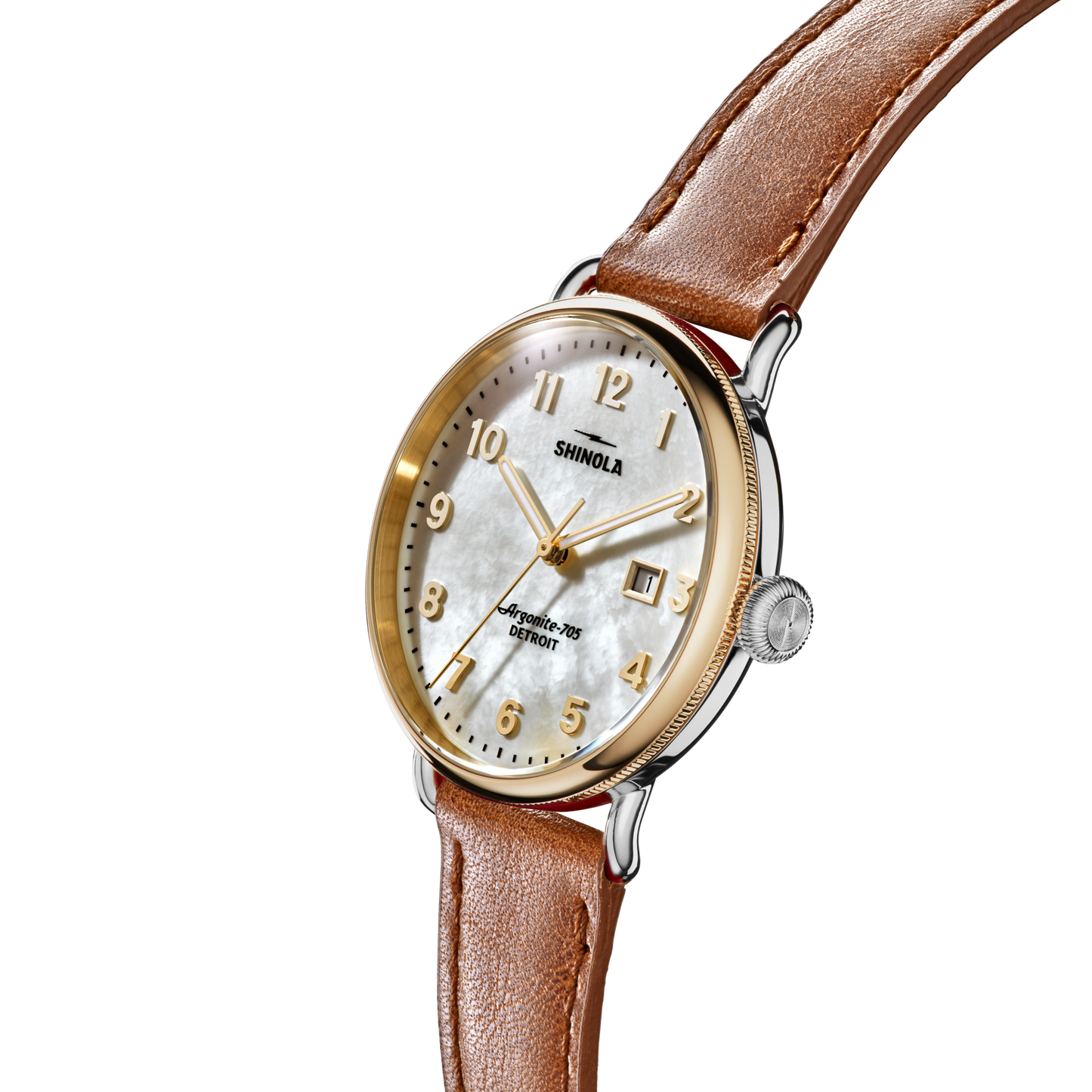 Canfield Watch 38mm -  MOP Tan Leather Strap