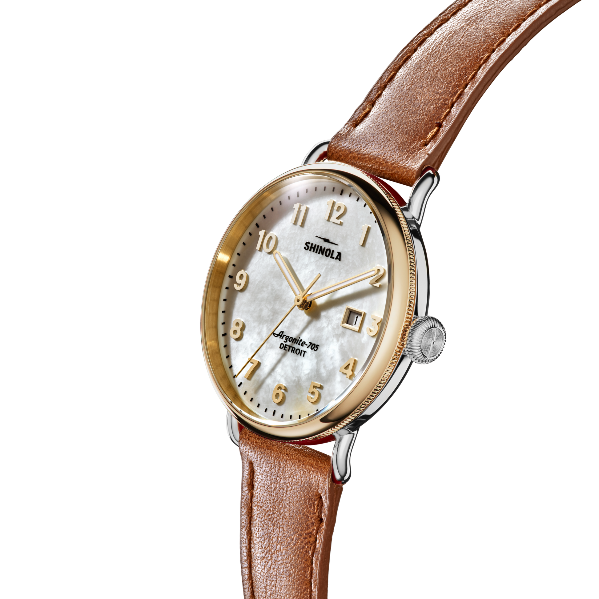 Canfield Watch 38mm -  MOP Tan Leather Strap