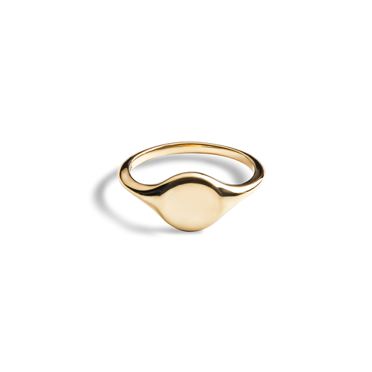 Petite Round Signet Ring - Yellow Gold
