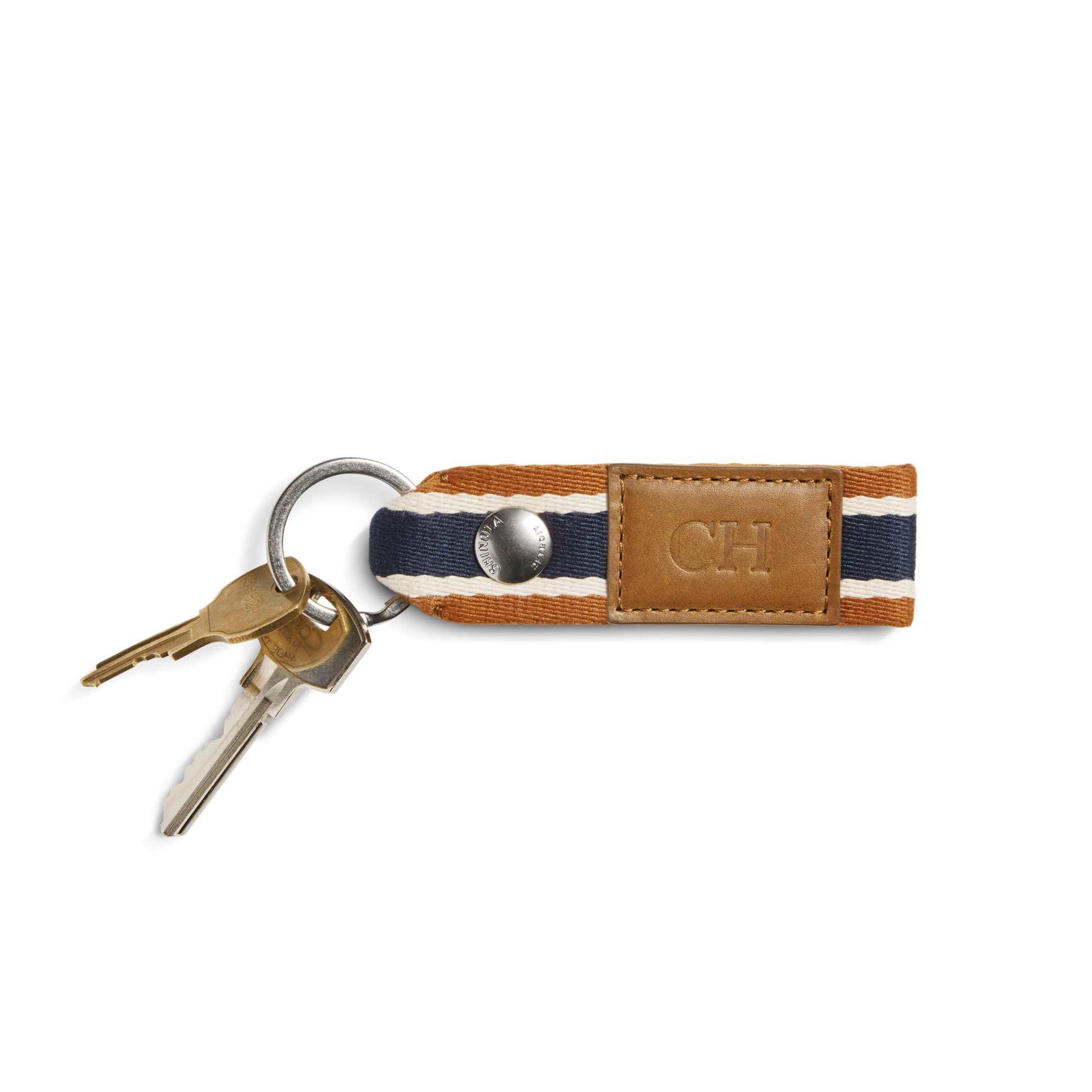 Webbing Keychain - Brand Stripe / Tan