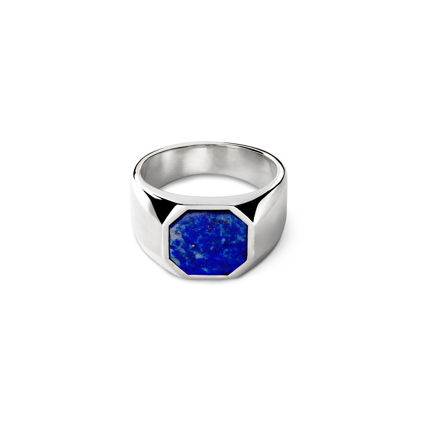 Octagonal Lapis Signet Ring - Sterling Silver