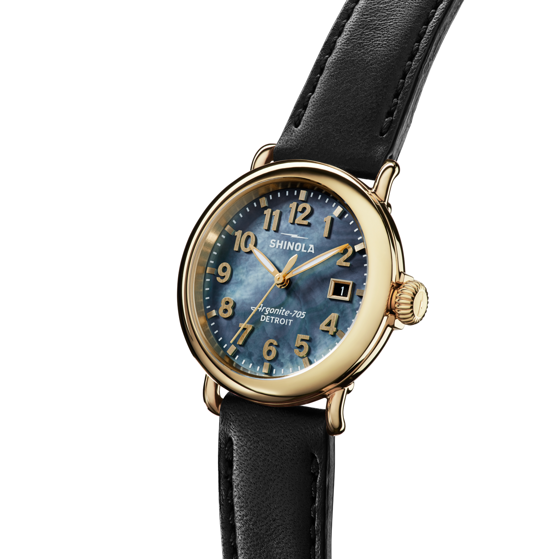 Runwell Watch - MOP Black Leather Strap
