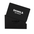 An Electronic Gift Card with the Shinola Detroit logo is displayed, representing a convenient digital gifting option from Shinola.