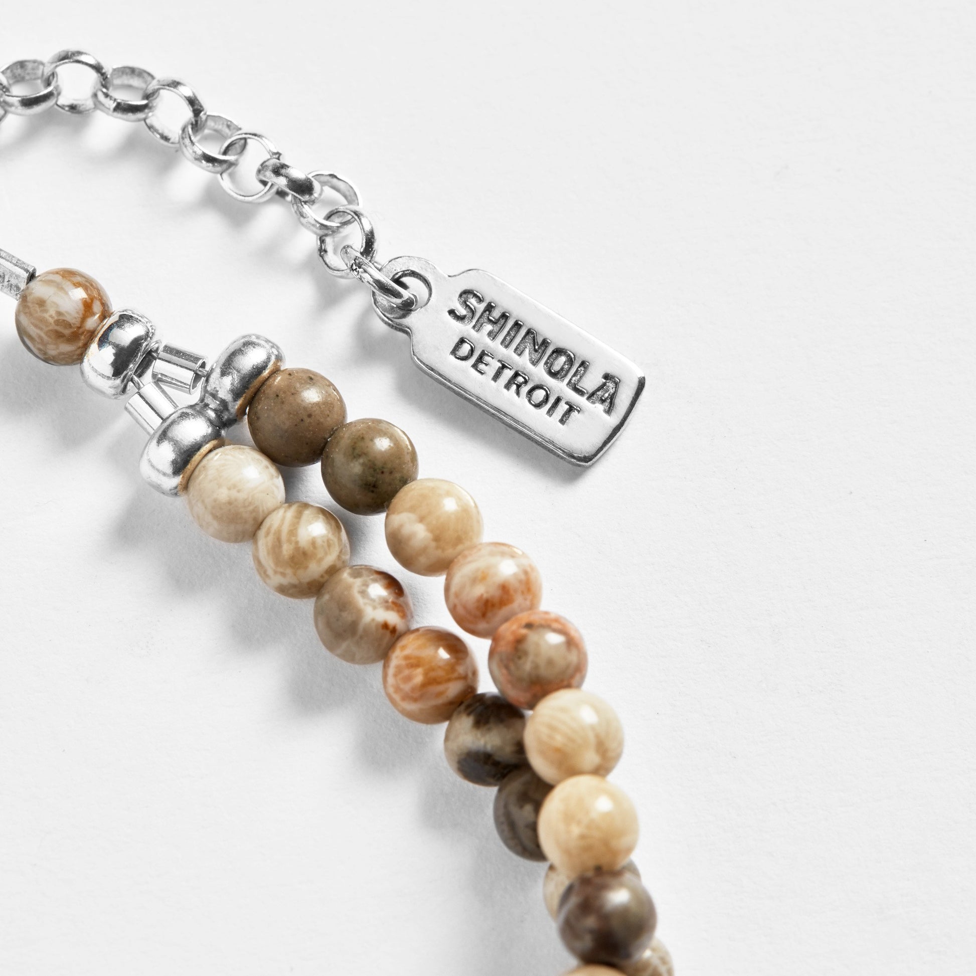 Double Row Petoskey Beaded Bracelet - Sterling Silver