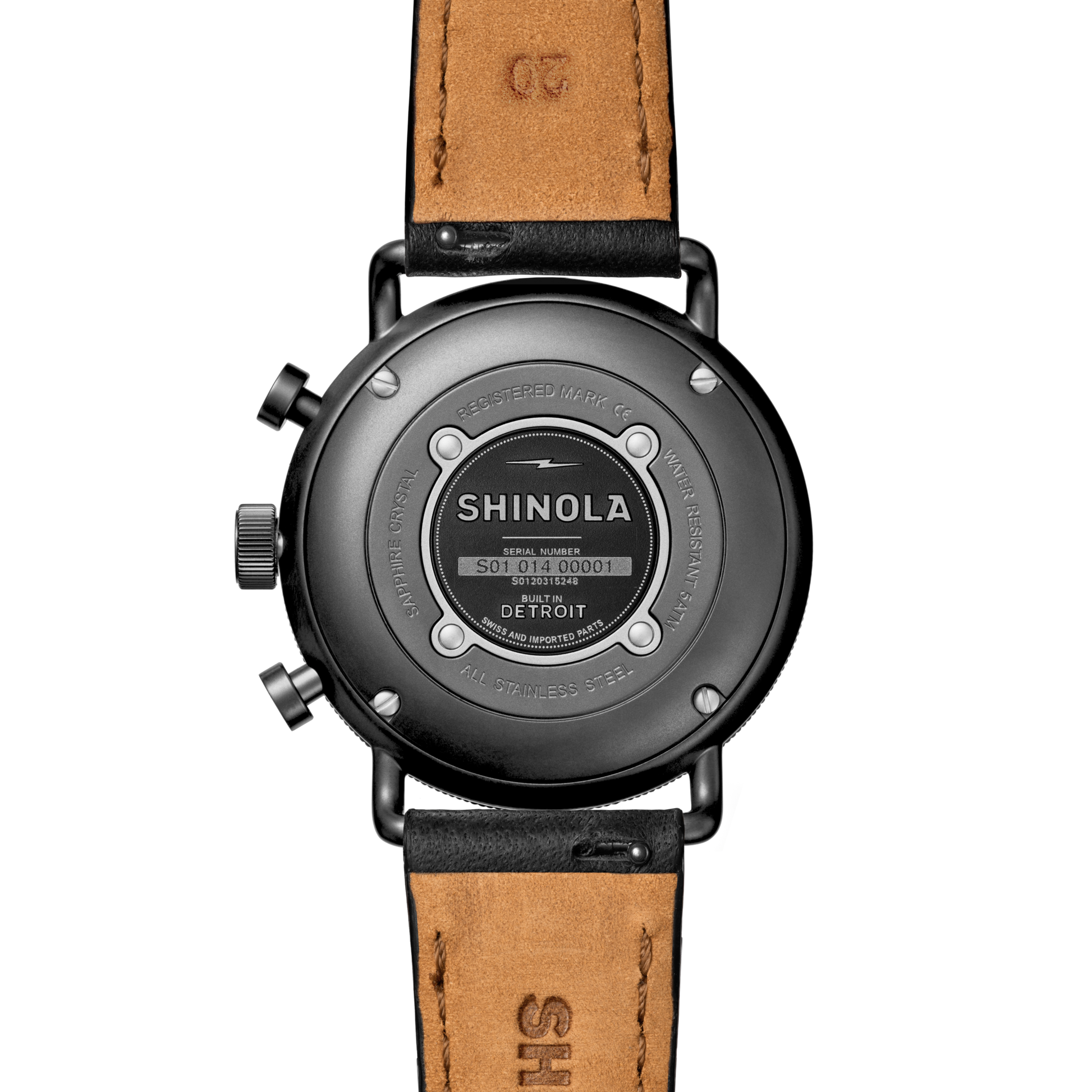 Canfield Sport Chronograph Watch - Black Leather Strap