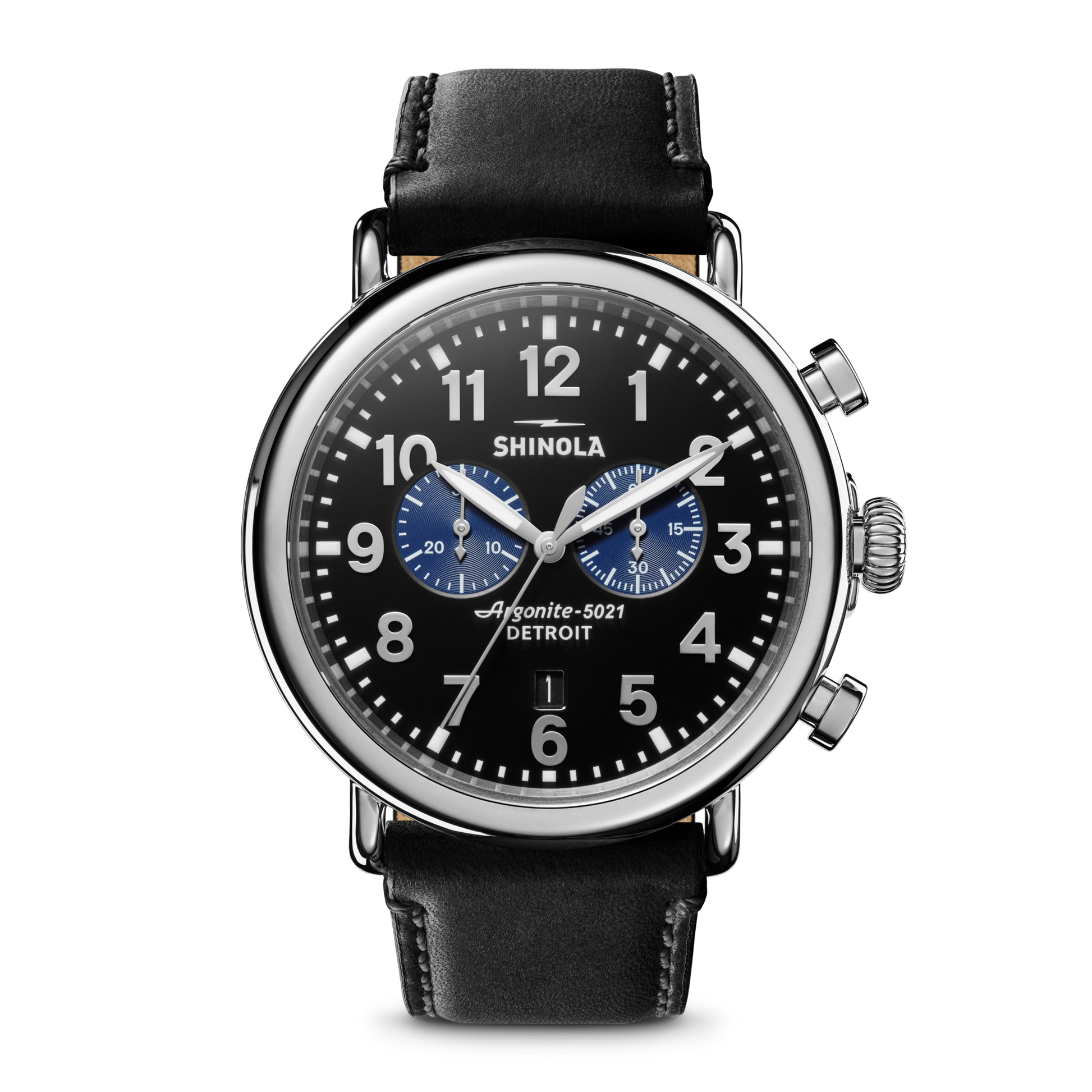 Runwell Chronograph Watch - Glossy Black