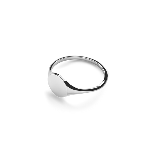 Petite Round Signet Ring - Sterling Silver