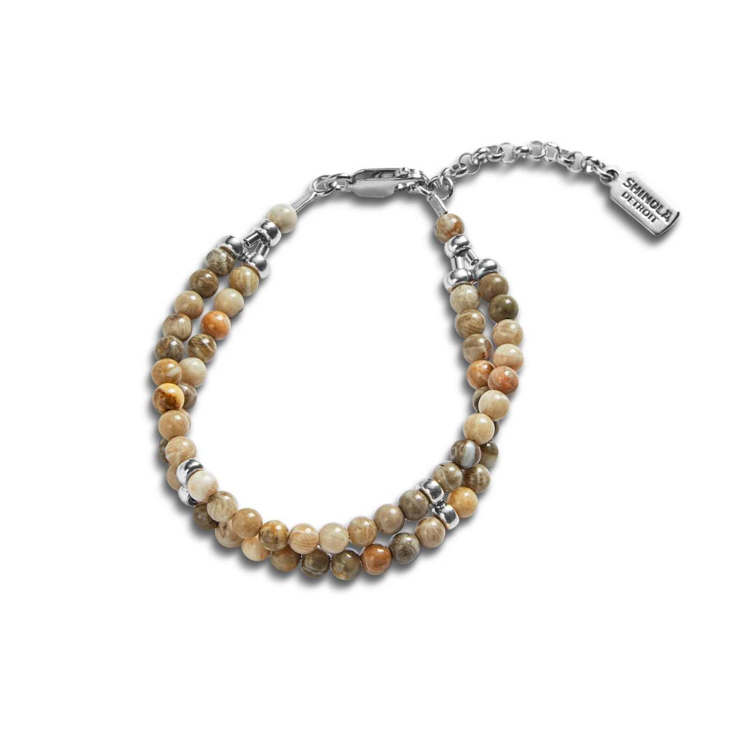 Double Row Petoskey Beaded Bracelet - Sterling Silver