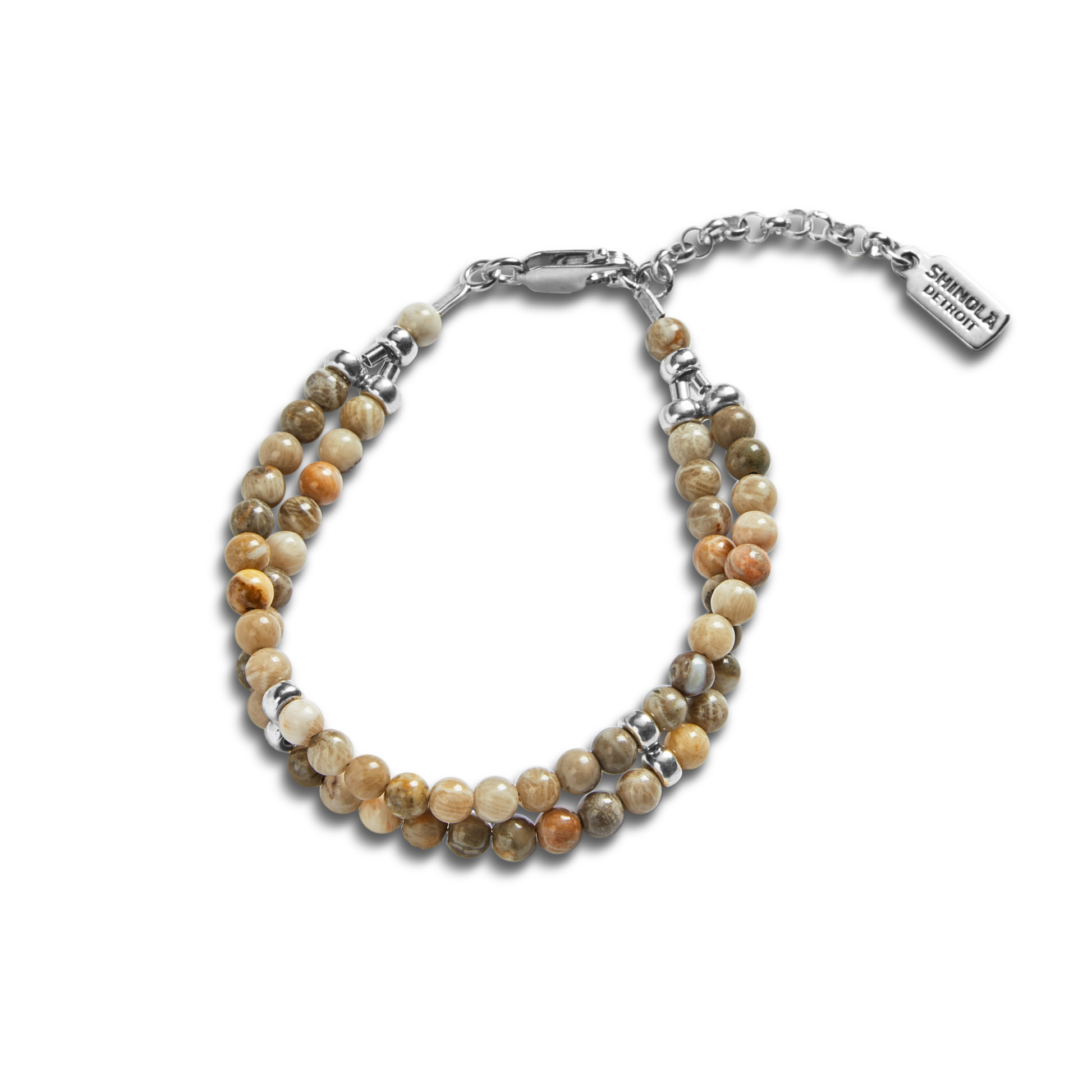 Double Row Petoskey Beaded Bracelet - Sterling Silver