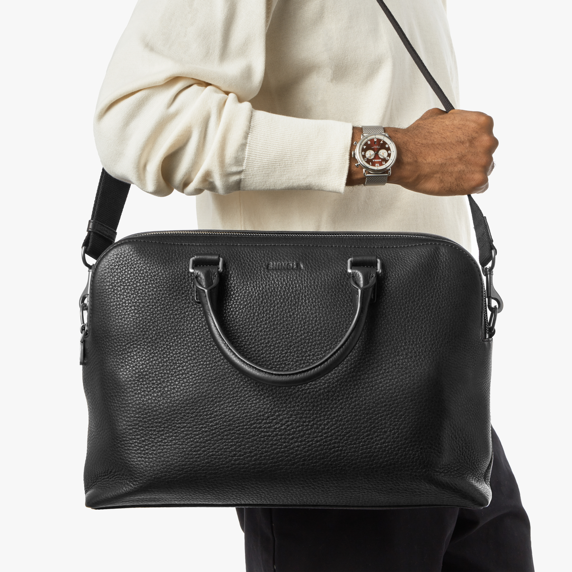 Double Zip Briefcase - Black