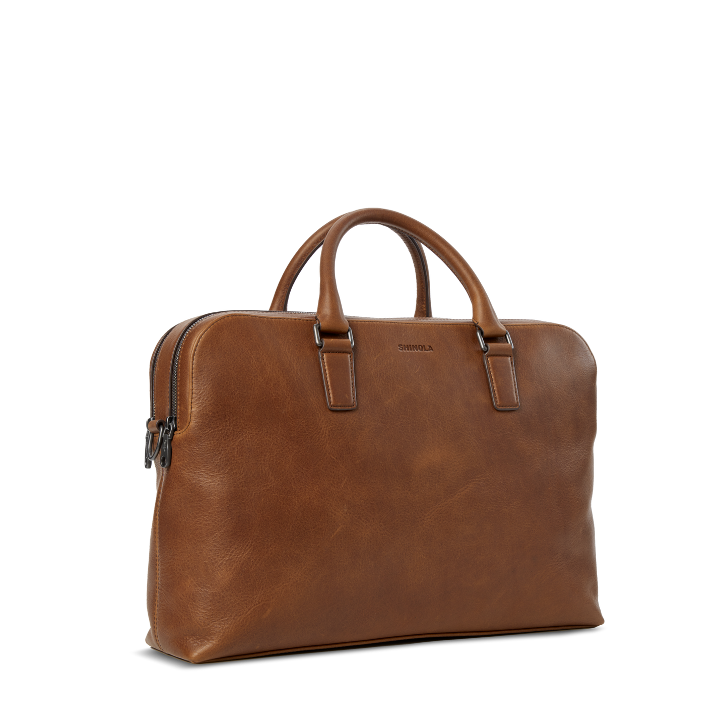 Double Zip Briefcase - Medium Brown