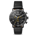 Canfield Sport Chronograph Watch - Black Leather Strap