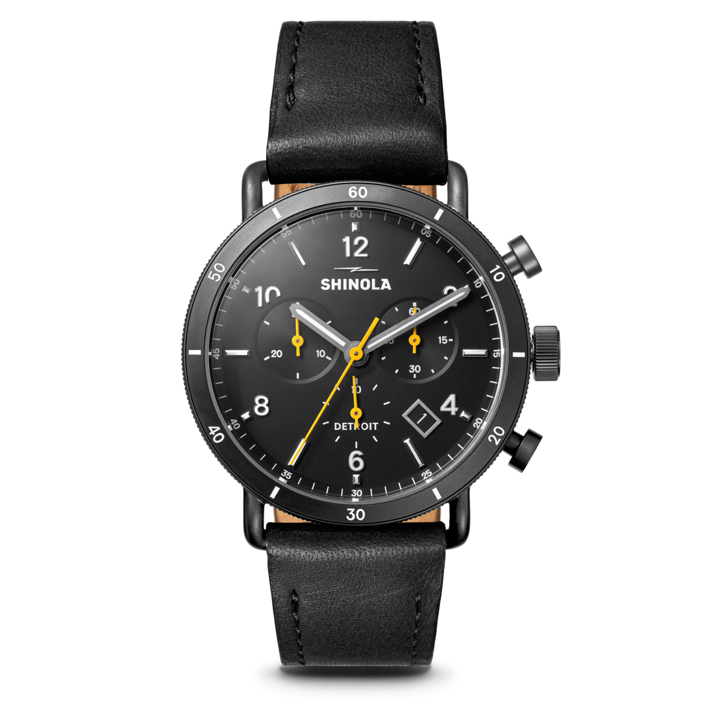 Canfield Sport Chronograph Watch - Black Leather Strap