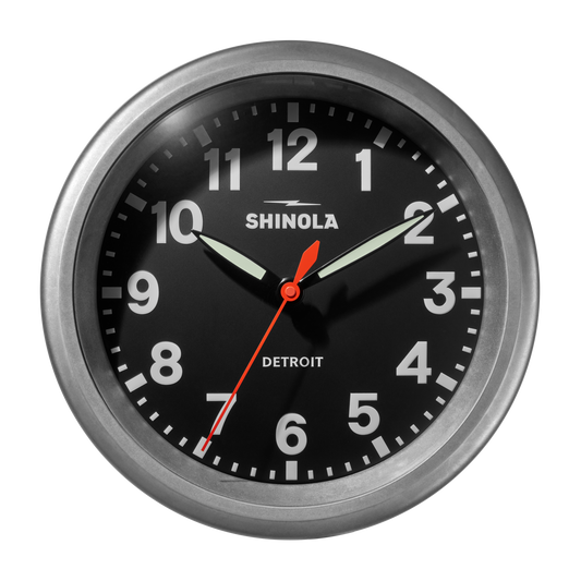 Clock: Wall, Runwell 14", Tumbled Zinc/Black