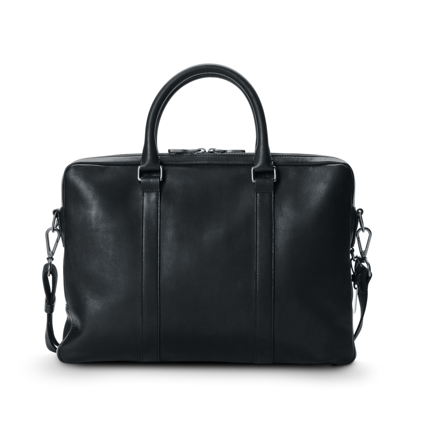 The nicelaundry-jp.computer Briefcase - Black features two top handles and a detachable shoulder strap, shown against a plain white background—a sleek, refined work bag designed for today’s professional.