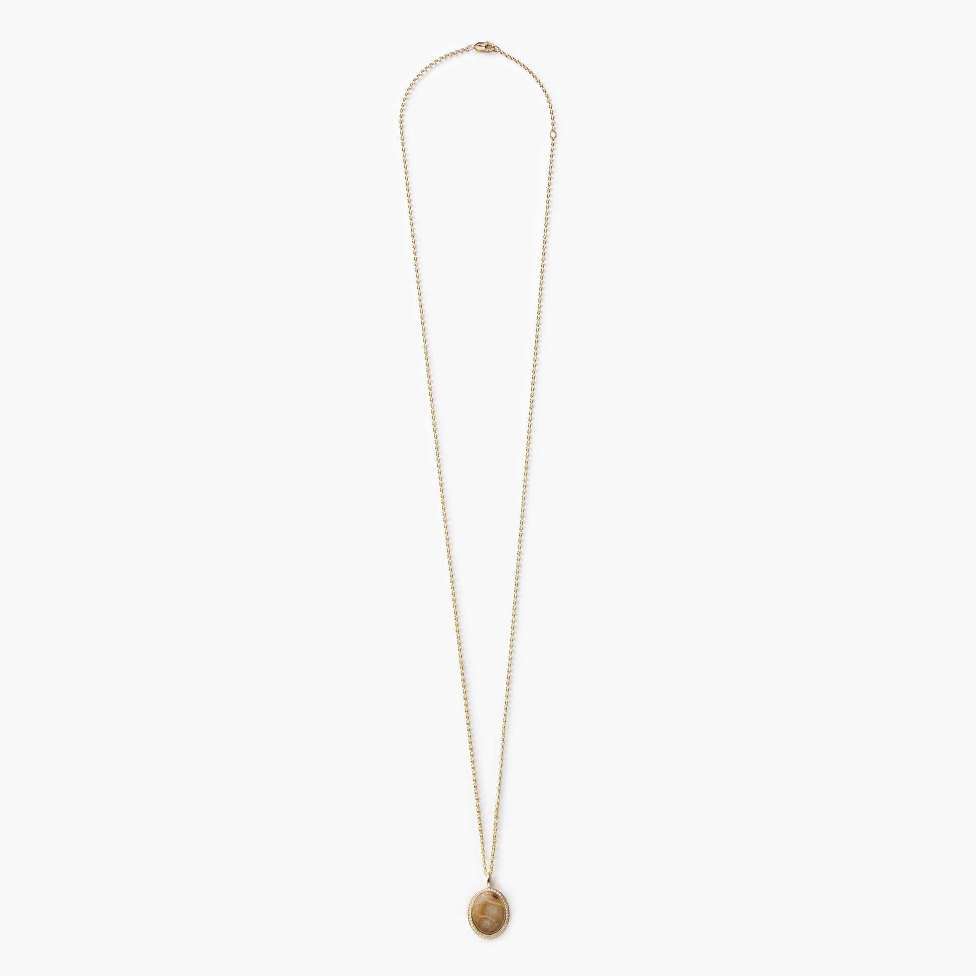 Diamond Pave Petoskey Necklace - Yellow Gold