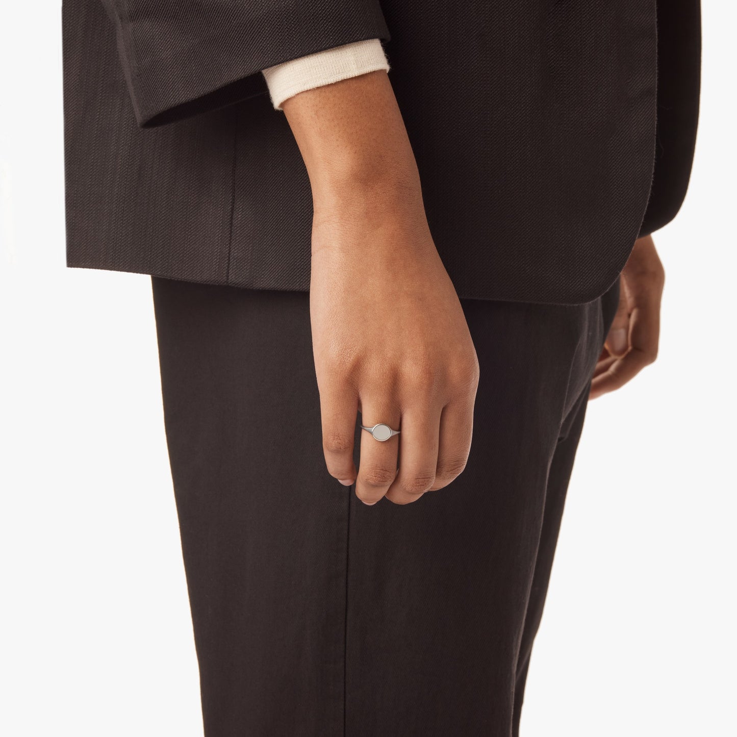 Petite Round Signet Ring - Sterling Silver