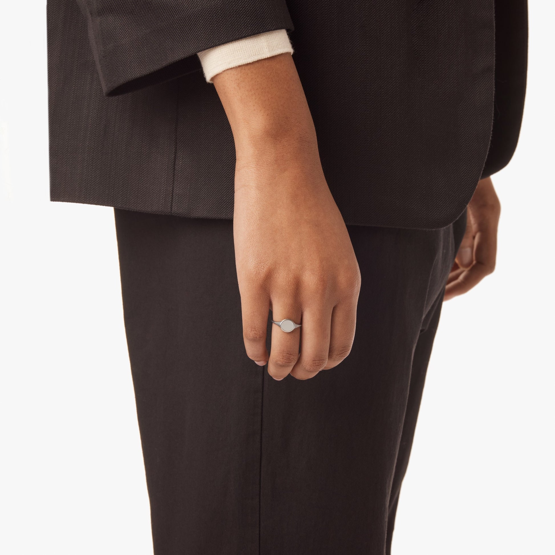 Petite Round Signet Ring - Sterling Silver