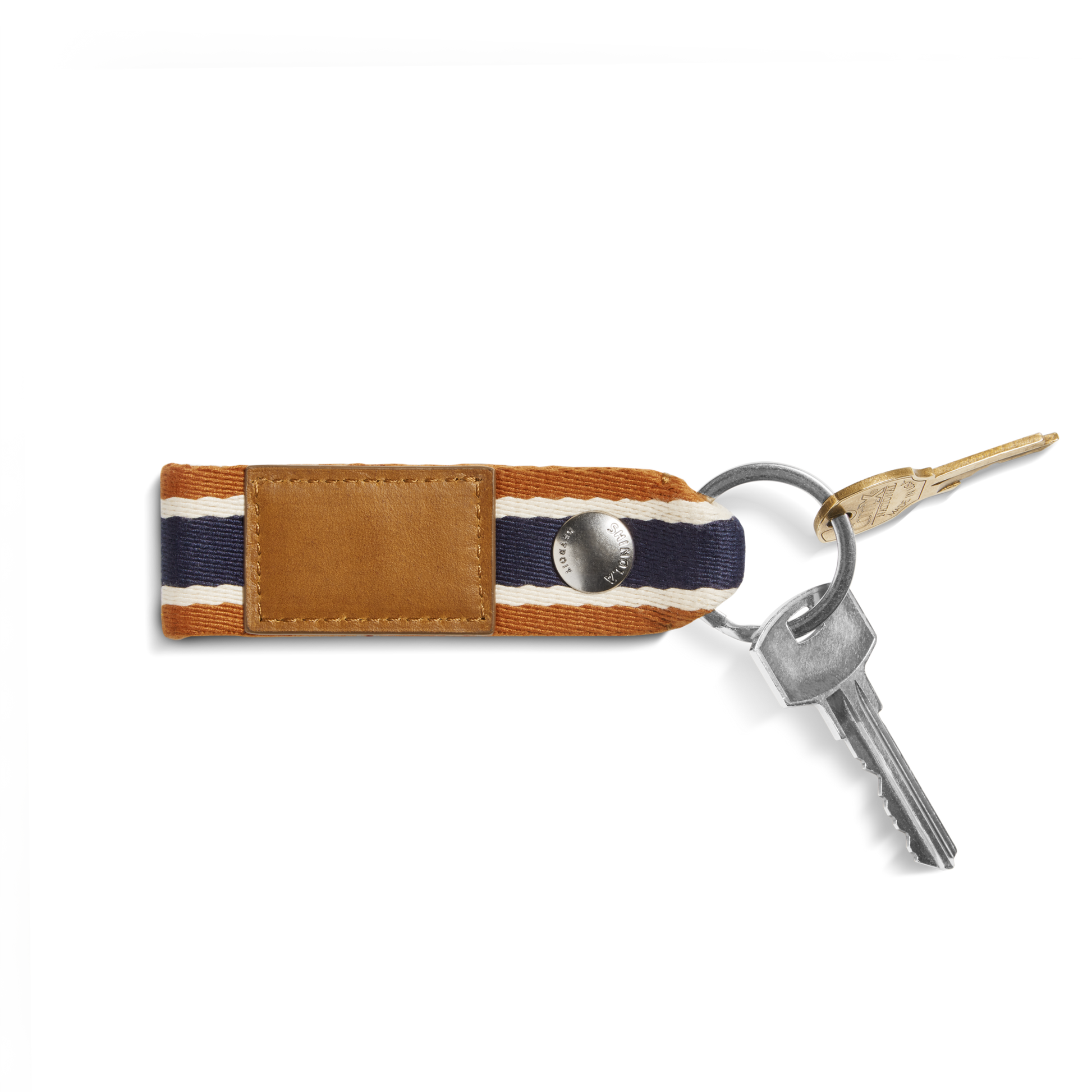 Webbing Keychain - Brand Stripe / Tan